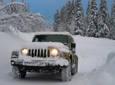 Offroad Snow Jeep Pasager Mountain Uphill Conducere